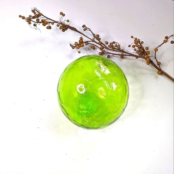 Crate&Barrel Lime Green Blown Glass Ball Ornament - Picture 1 of 6